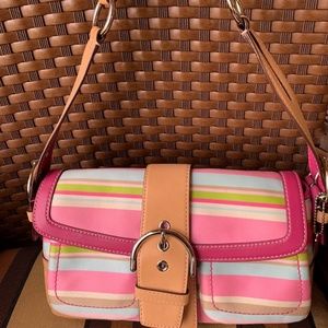 Striped Coach purse